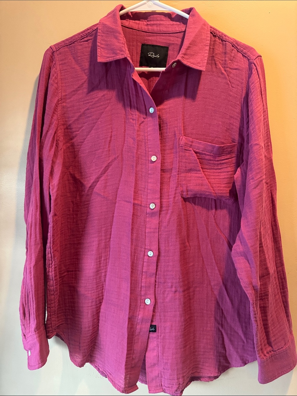 Rails Ellis Crinkle Button-Down Shirt in Dusty Rose